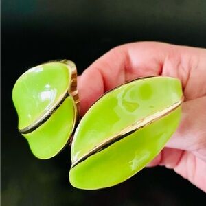 Lime Green and Gold Clamper Style Statement Bracelet, NWT